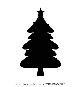 Christmas tree silhouette. Christmas tree vector illustration.