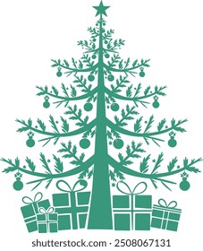 Ilustración vectorial de la silueta del árbol de navidad
