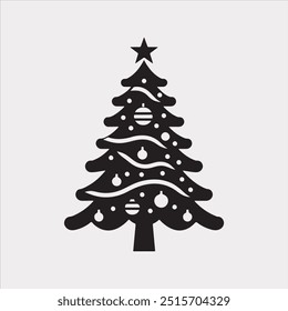 Ilustración vectorial de la silueta del árbol de navidad