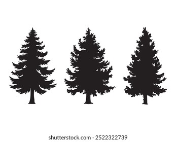 Christmas Tree Silhouette Vector Illustration design. Silhouette of coniferous trees. Vector illustration isolated on white background.
