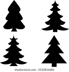 Christmas tree silhouette vector illustration  on white background   