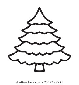 Ilustração do vetor da silhueta da árvore de Natal, árvores de natal da arte da linha
