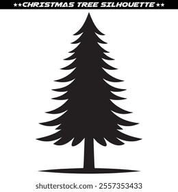Christmas Tree silhouette vector illustration on white background.