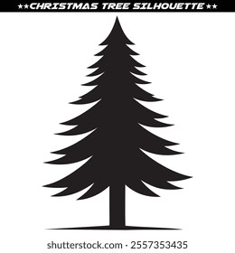 Christmas Tree silhouette vector illustration on white background.