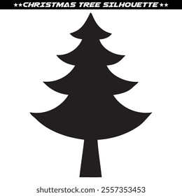 Christmas Tree silhouette vector illustration on white background.