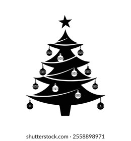 Christmas Tree. Silhouette Vector illustration.