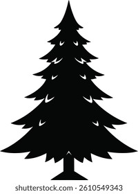 Christmas tree silhouette vector on white background