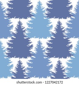 Christmas tree silhouette, vector seamless pattern, holiday background, template for design, wrapping paper, greeting card, invitation.
