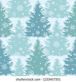 Christmas tree silhouette, vector seamless pattern, holiday background, template for design, wrapping paper, greeting card, invitation.