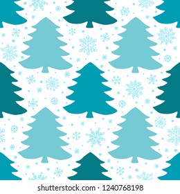 Christmas tree silhouette, vector seamless pattern, holiday background, template for design, wrapping paper, greeting card, invitation.