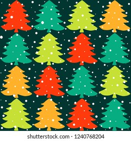 Christmas tree silhouette, vector seamless pattern, holiday background, template for design, wrapping paper, greeting card, invitation.
