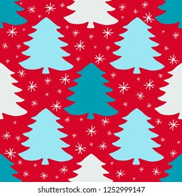 Christmas tree silhouette, vector seamless pattern, holiday background, template for design, wrapping paper, greeting card, invitation.