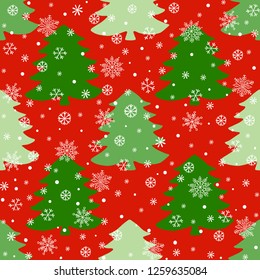 Christmas tree silhouette, vector seamless pattern, holiday background, template for design, wrapping paper, greeting card, invitation.
