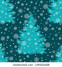 Christmas tree silhouette, vector seamless pattern, holiday background, template for design, wrapping paper, greeting card, invitation.