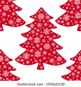 Christmas tree silhouette, vector seamless pattern, holiday background, template for design, wrapping paper, greeting card, invitation.