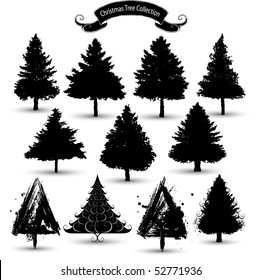 Christmas tree silhouettes