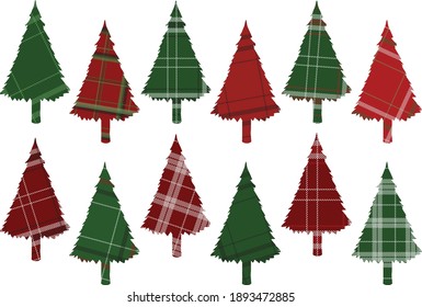 Christmas tree silhouettes. Clip art on white background