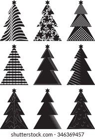 Christmas Tree - Silhouettes - Vector Illustration