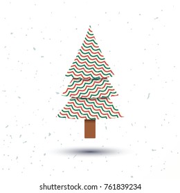 Christmas tree with simple abstract pattern in vector