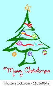 christmas tree in simple drawing