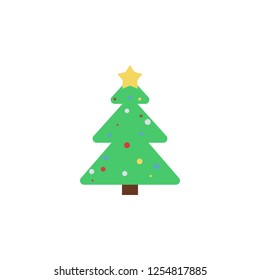 Christmas tree. Simple hand drawn color element illustration. Christmas tree outline symbol design from Christmas set