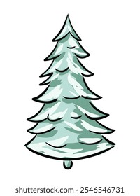 Christmas tree simple hand drawn illustration