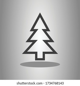 Christmas tree simple icon vector with shadow. Flat desing