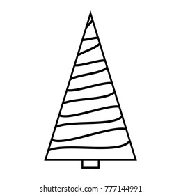 Christmas tree simple outline design isolated on white background