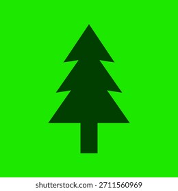 Weihnachtsbaum, einfache Silhouette, einzeln auf grünem Hintergrund