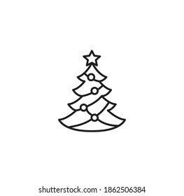 Christmas tree simple thin line icon vector illustration