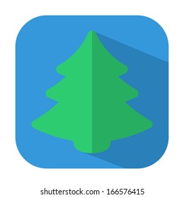 Christmas tree. Single flat icon on the button. Vector illustration.