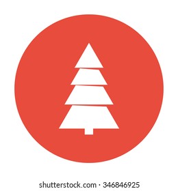 Christmas tree. Single flat icon on the circle. Vector illustration.
