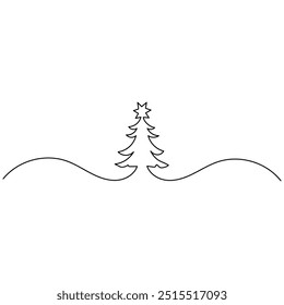 Árbol de navidad
arte de una sola línea, dibujo continuo de una línea de icono de Vector de contorno aislado 

