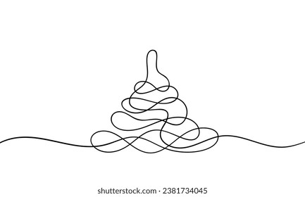 Dibujo de una sola línea de árbol de Navidad, ilustración de líneas minimalistas de vector negro y blanco hecha de una línea continua curvada