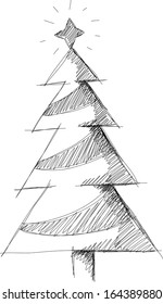 Christmas tree sketch with Christmas chain