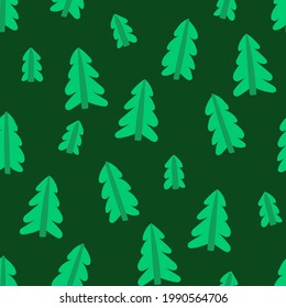 Christmas tree sketch. Seamless pattern. New Year festive vector handdrawn color illustration for greeting card