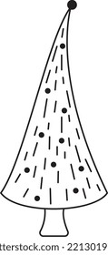 Christmas tree sketch silhouette minimalism simple vector illustration shapes black and white doodle