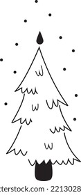 Christmas tree sketch silhouette minimalism simple vector illustration shapes black and white doodle