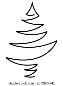 Árbol de Navidad. Esbozo. Spruce en una línea. Icono de árbol de archivos. Icono del vector. Fondo blanco aislado. Feliz año nuevo y feliz navidad. 