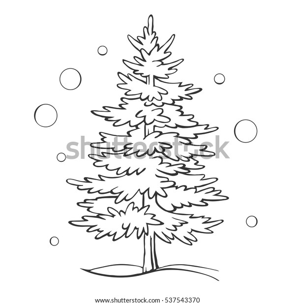 Christmas Tree Sketch Symbol Vector Xmas Stock Vector