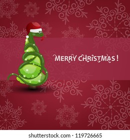 Christmas tree in snake year vector card