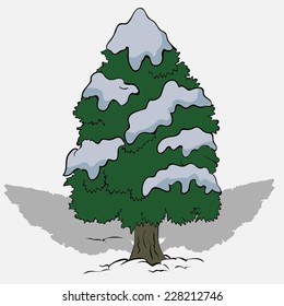 Christmas tree in snow