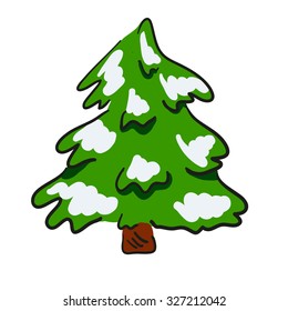 Christmas tree in the snow