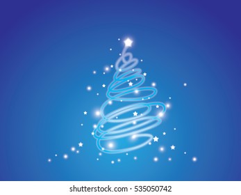 christmas tree and snow background