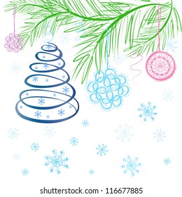 Christmas tree and snow background. vector illustration.