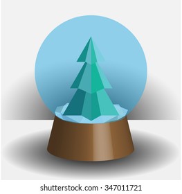 Christmas tree with snow in ball