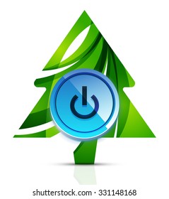Christmas tree and snow with button. Vector illustration