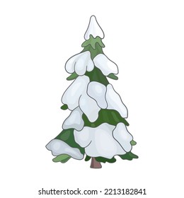 Christmas tree in the snow. Color vector illustration.