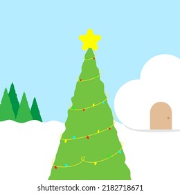 Christmas tree in snow day