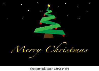 Christmas tree and snow fall on background 